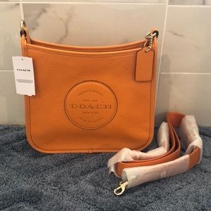 Light Orange Dempsey File Bag with Coach Patch